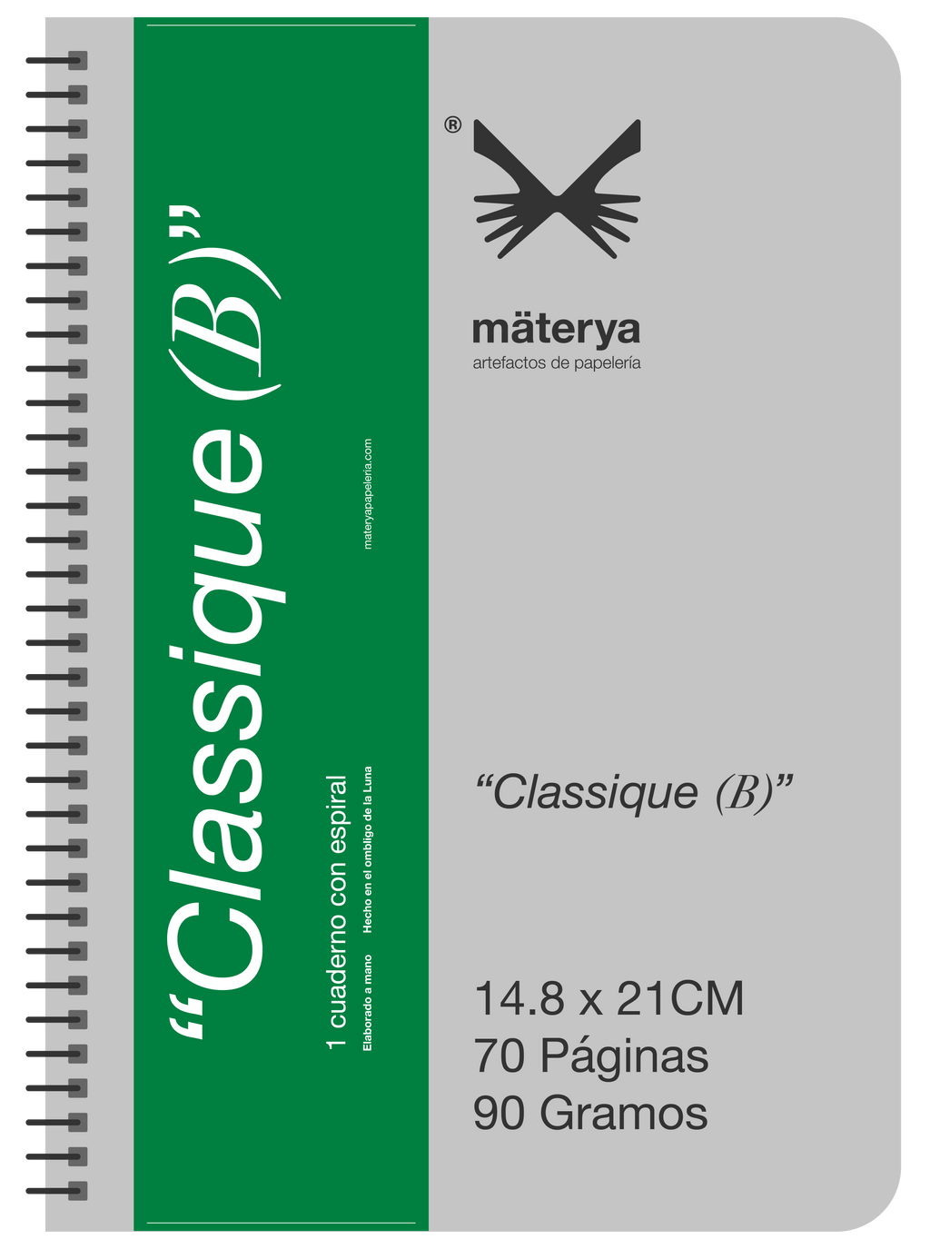 Cuaderno con espiral tipo "Classique B" (15.8 x 21 cm)