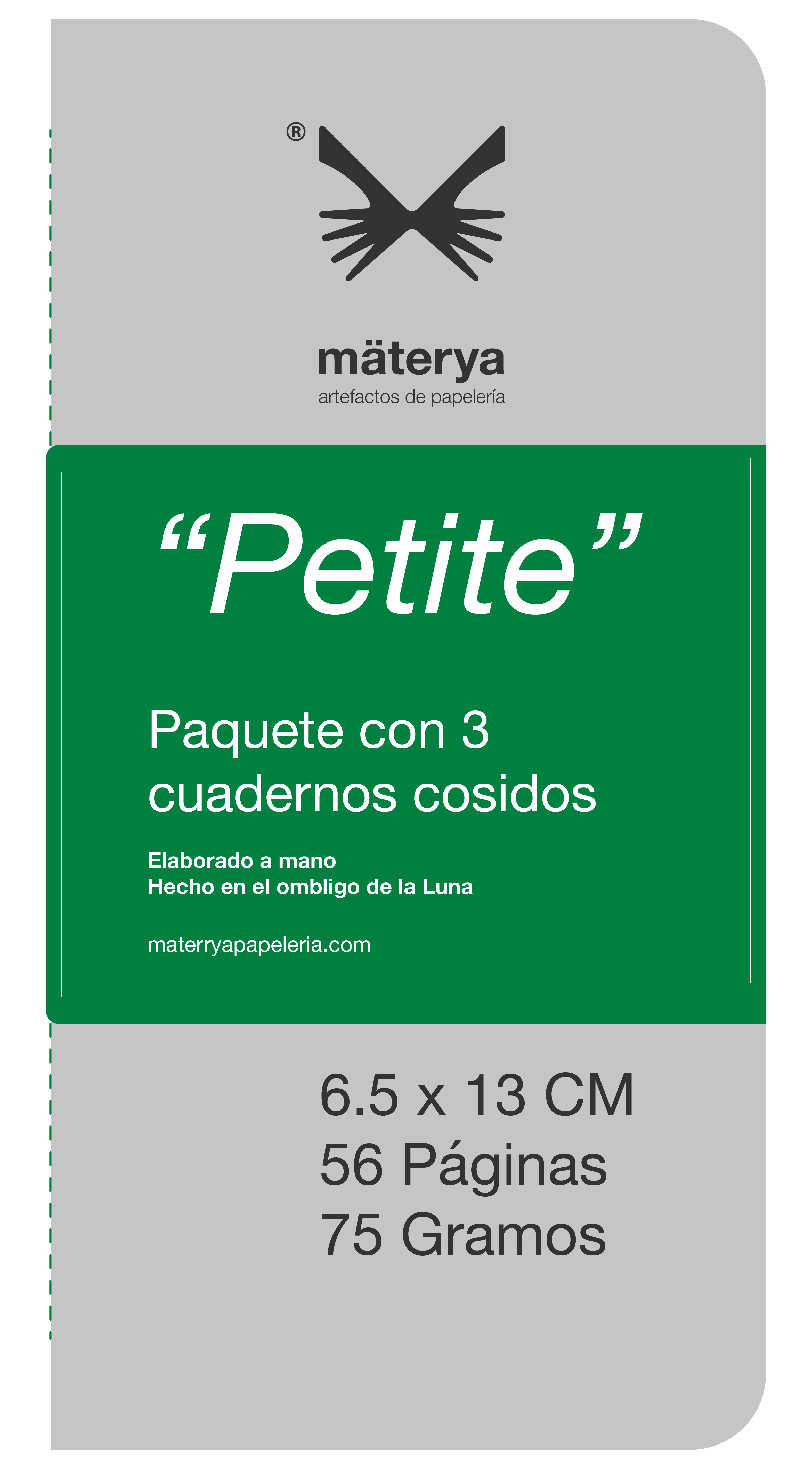 Set de 3 cuadernos cosidos tipo "Petite" (6.5 x 13 cm)