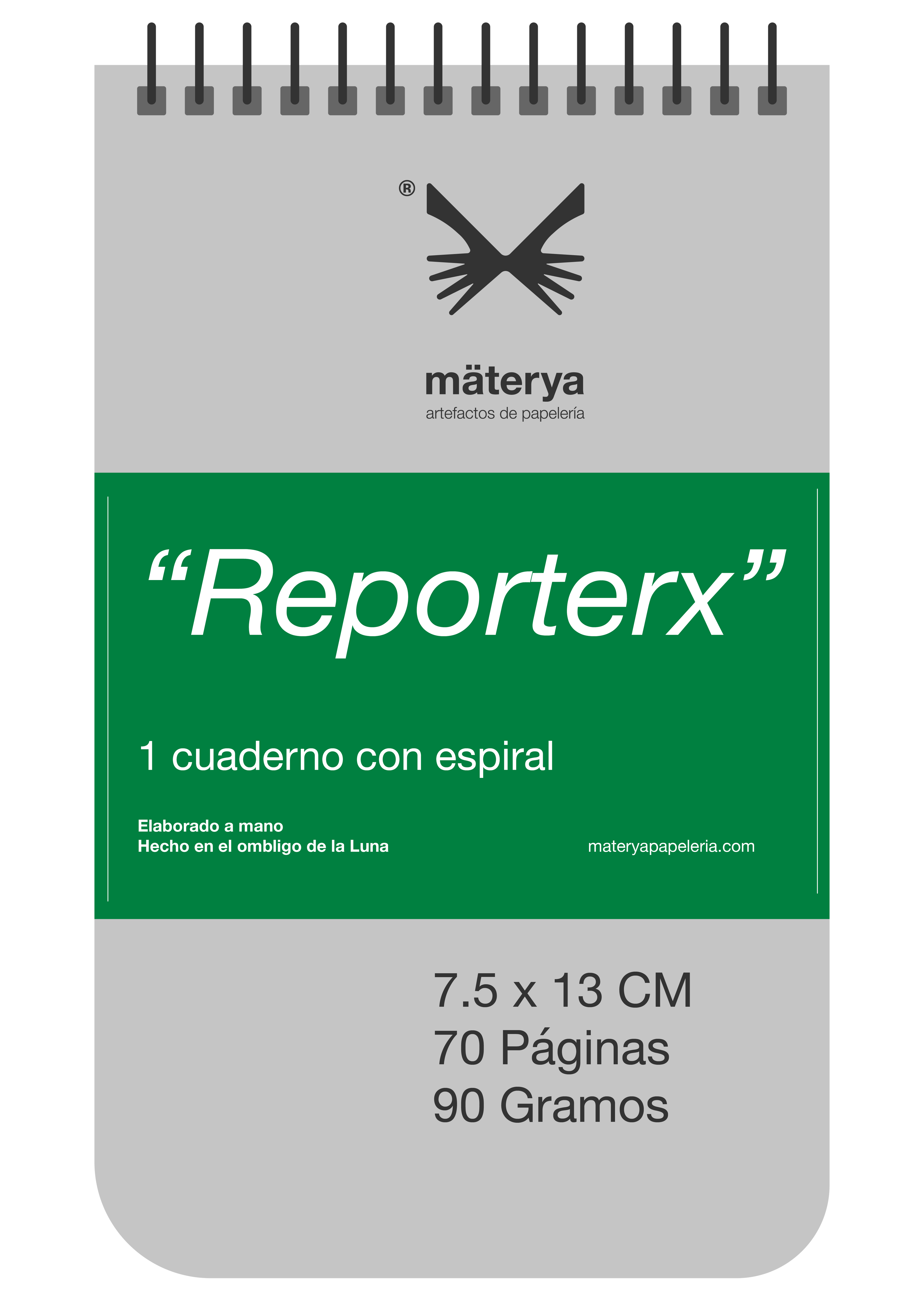 Cuaderno con espiral tipo "ReporterX" (7.5 x 13 cm)